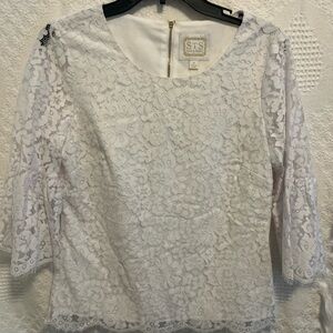 Sail to Sable White Floral Lace Blouse